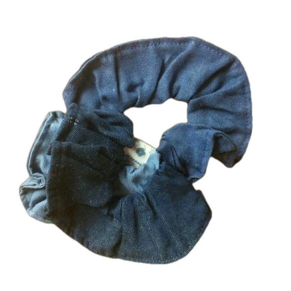 3 Blue Denim Hair Ties - Picture 3 of 3